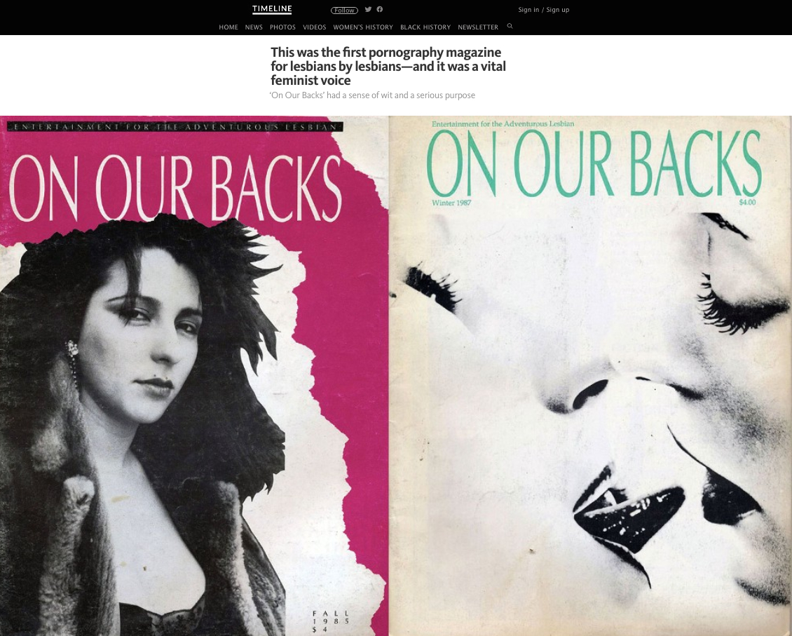 Timeline covers On Our Backs magazine, a revolutionary periodical of ...